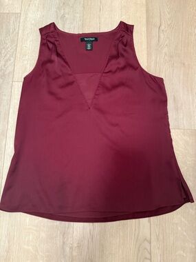 White House Black Market Burgundy Sleeveless Silk-Look Camisole Size M